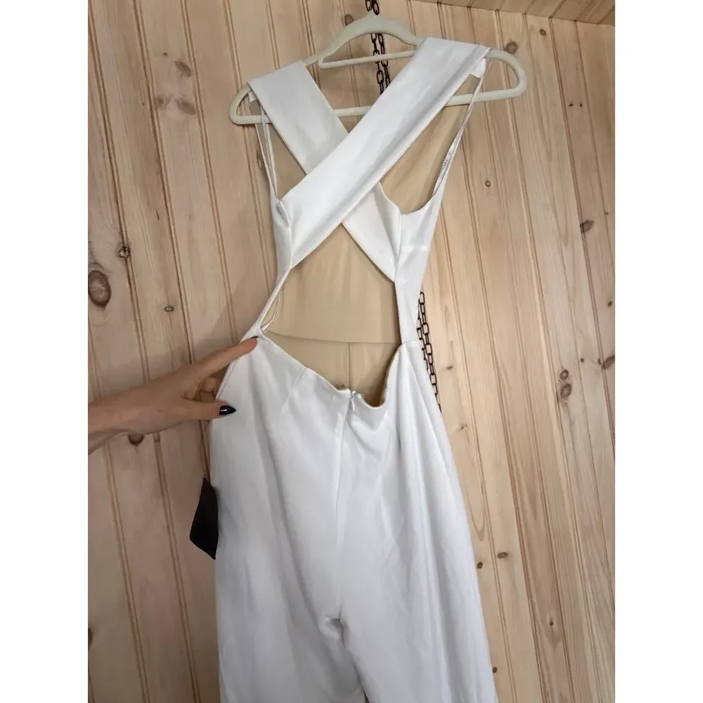 NWT Lulus Thinking Out Loud White Backless Jumpsuit Cocktail Classy Size XS